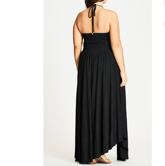 Strappy Asymmetrical Faux Wrap Halter Maxi Dress - Picture 2 of 5